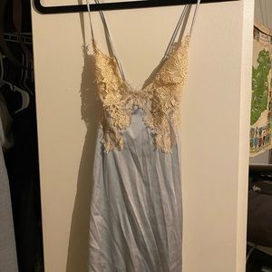 Vintage blue and cream silk babydoll nightgown